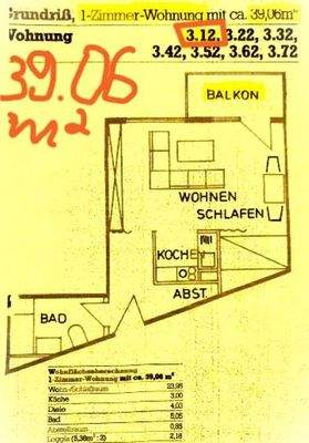 Grundriss.WE 3.12. auf 39.06 m²