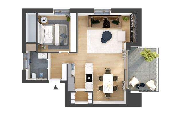 3-D Grundriss möbliert