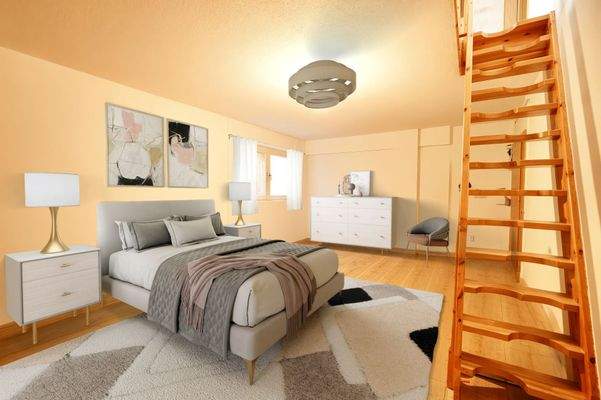 Schlafzimmer im Untergeschoss (Einrichtung visualisiert)