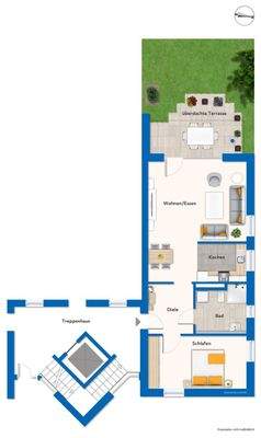 Grundriss mit Mustermöblierung