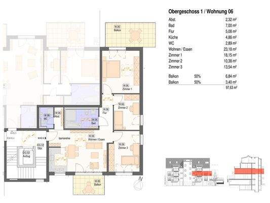 Grundriss Wohnung 6 barrierefrei OG Neckarhausen