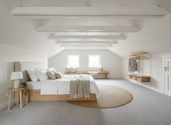 nicht ausgebautes DG mit Einrichtungsbeispiel