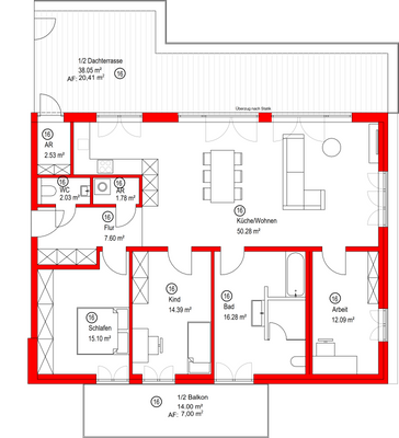Grundriss - Wohnung Nr. 16