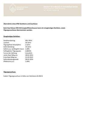 Übersicht Darlehen und Zuschüsse