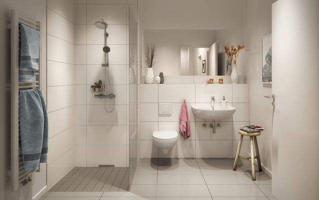 Das wertige Ambiente zieht sich bis ins Badezimmer