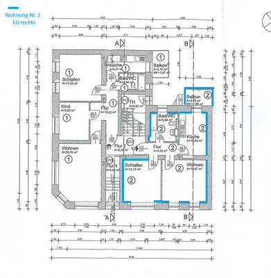 Grundriss WE 2 - Erdgeschoss rechts