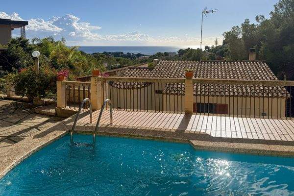 Pool and views from villa in Costa d_en Blanes