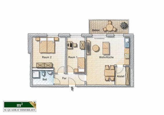 Grundriss-Skizze Haus II  Whg. 32