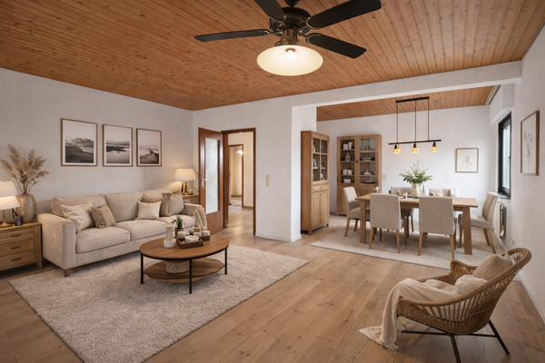 Illustrierter Wohnung-und Essbereich