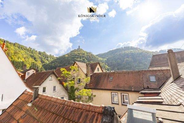 Blick auf die Burgruine Helfenstein