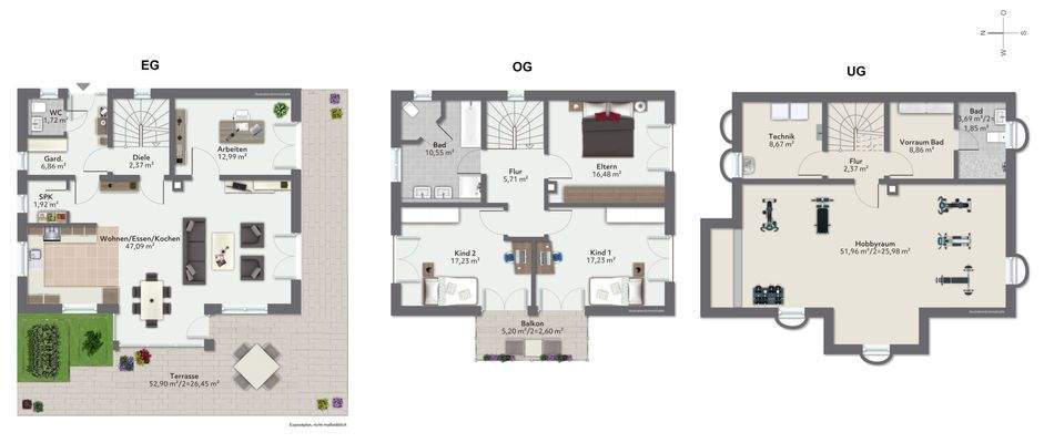 Grundrisse des Einfamilienhauses