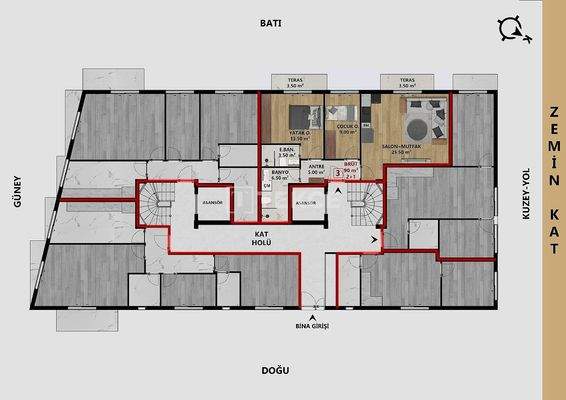 Flats 300 m From the Cliffs in Kaleiçi, Muratpaşa