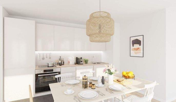 Die offene Wohnküche lädt zum gemeinsamen Kochen ein