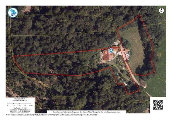 Bayernatlas ungefährer Grundstücksverlauf