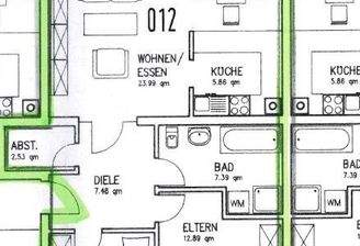 Wohnungsgrundriss mit Balkonen