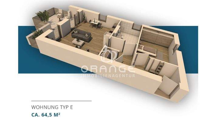 Grundriss 3D Wohnung Typ E