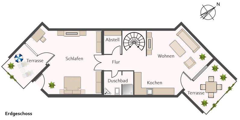 Grundriss: untere Etage