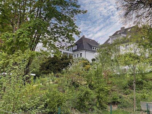 Blick von der Lesumseite auf das Haus und den Garten