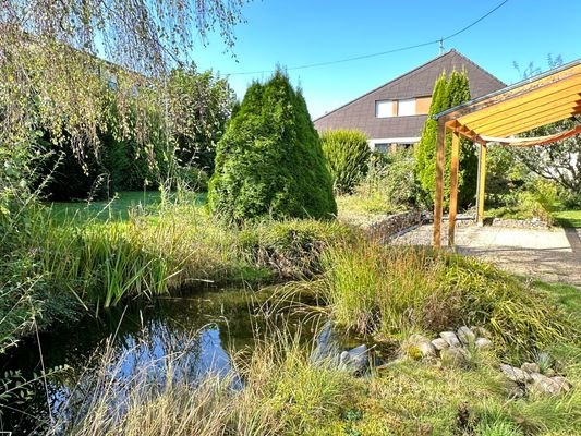 Gartenteich und Terrasse