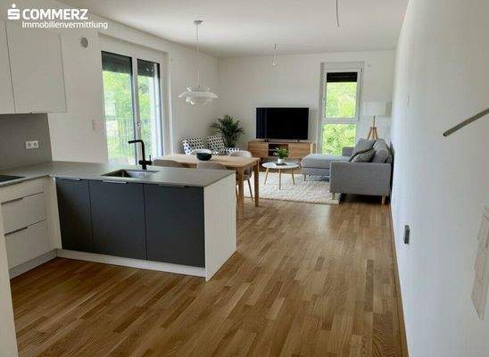 Beispiel-Einrichtung Wohnküche (KI-generiert)