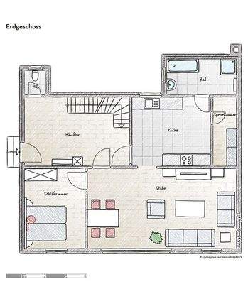 Grundriss Erdgeschoss, beispielhaft