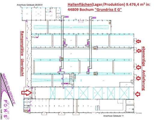 Hallen EG 9.476,39 m² Grundriss + Lichtbänder