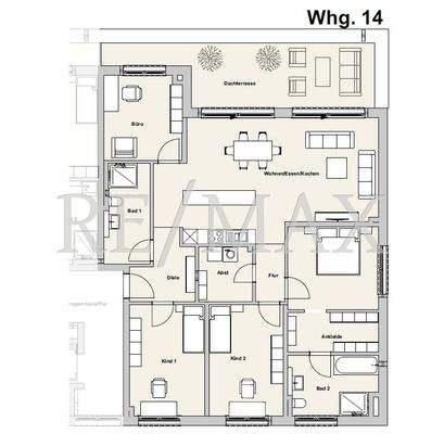 Whg 14 Grundriss  Penthouse5 Zimmer