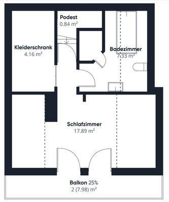 Grundrissplan Masterbereich im Dachgeschoss