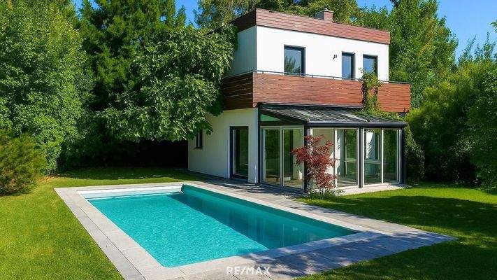 Haus und Pool Visualisierung