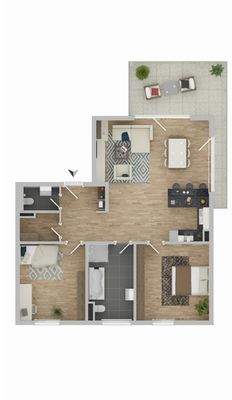 Grundriss mit Beispiel Möbeln