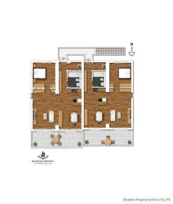 Grundriss Wohnung 4 (Gestaltungsbeispiel)