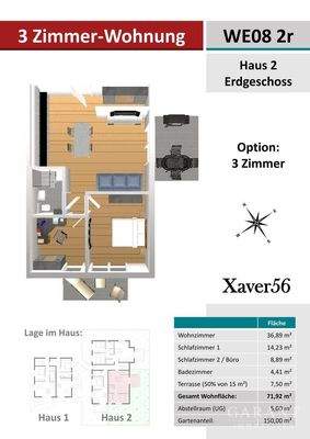 WE08, Option mit 3 Zimmern