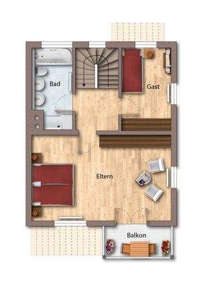 Grundriss OG moebliert