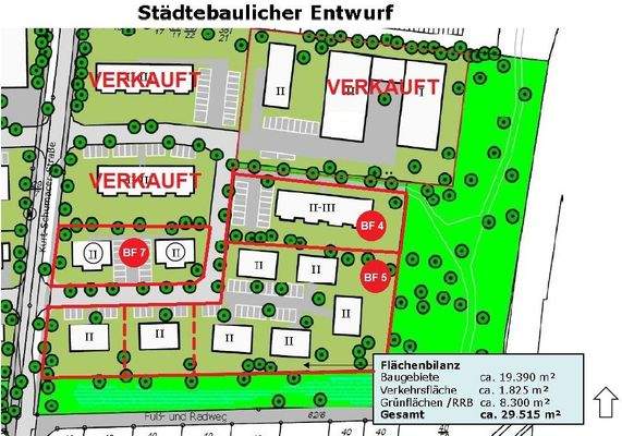 Städtebaulicher Entwurf aktuell_08_2025 mit Vermarktungsstand + Parzellierung