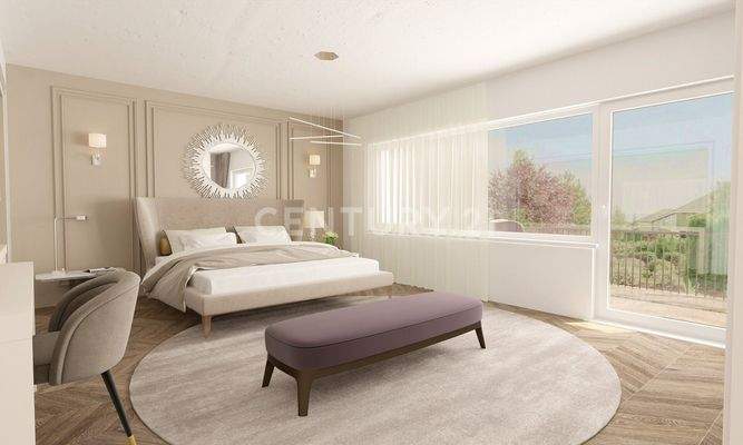 OG Schlafzimmer mit Zugang zur Loggia Visualisierung