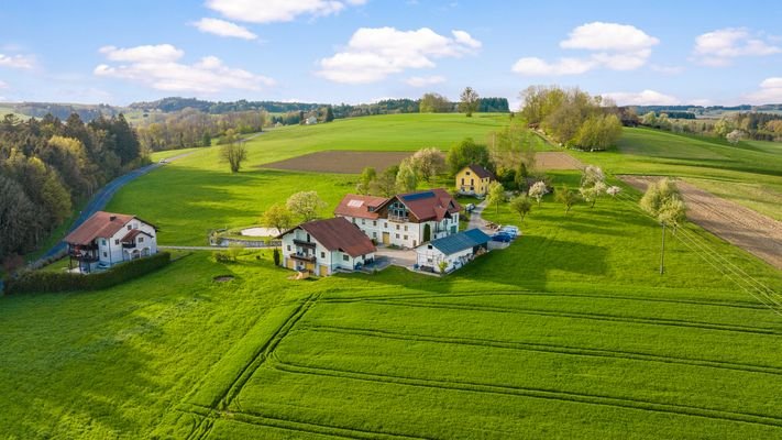 Die Ansicht auf das Haus und Grundstück aus südlicher Richtung