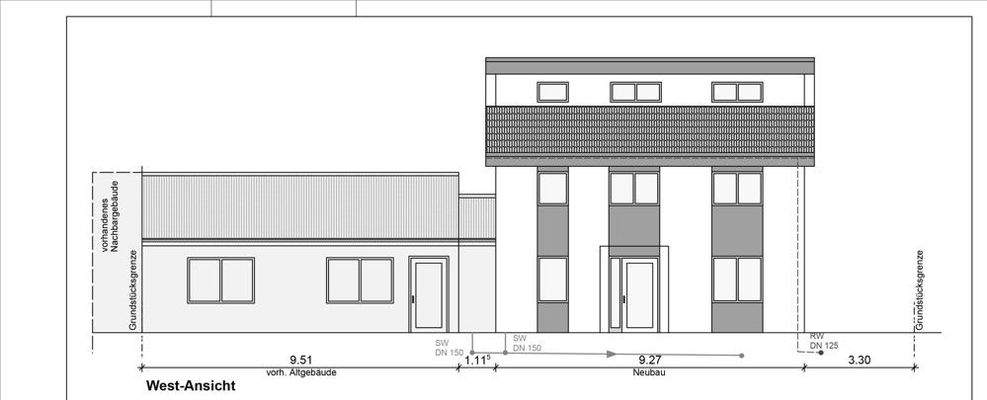 Möglicher Anbau Westansicht