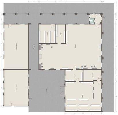 Nördlicher Gebäudeteil mit Werkstätten und Lager