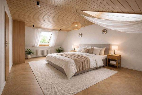 Schlafzimmer Dachgeschoss illustriert (Nutzfläche)