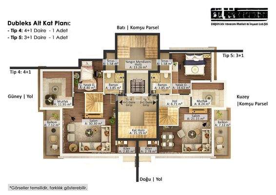 New Apartments 50 m from 100.Yıl Boulevard in Antalya Muratpaşa