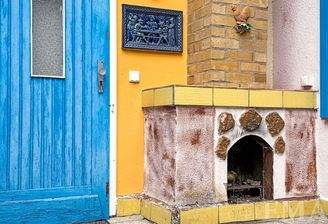 Detailfoto Gartenhaus Kamin