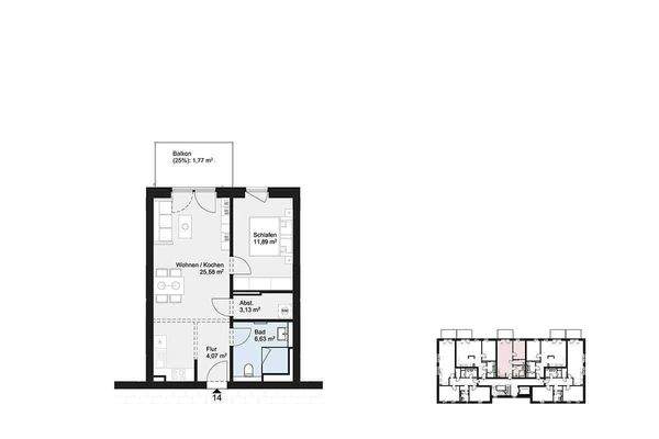 Grundriss Wohnung 14