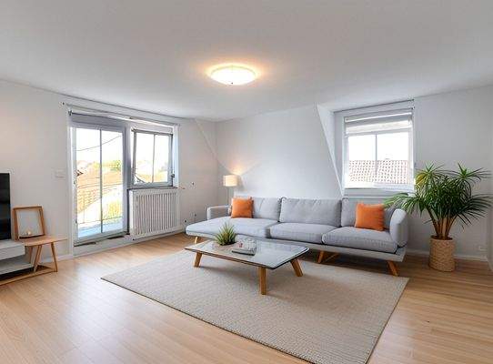 Offen, hell und einladend, der perfekte Wohnbereich - Bild visualisiert