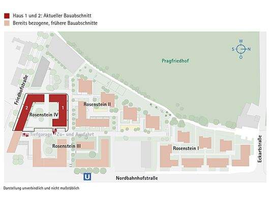 Lageplan sämtlicher Bauabschnitte