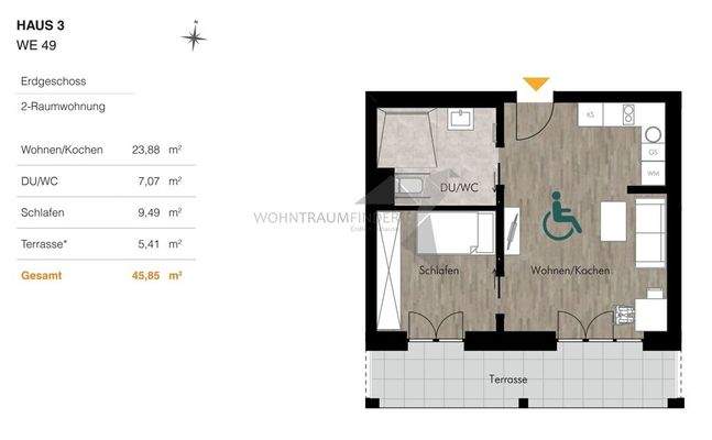 Grundriss WE49 rollstuhlgerecht
