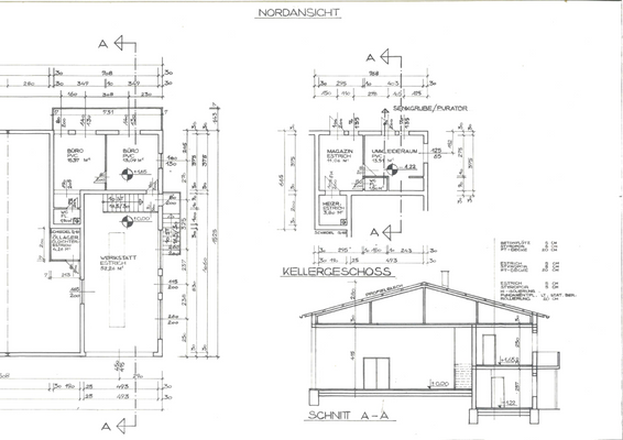 Nordansicht und Grundriss Keller