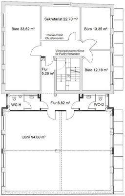 Büro-Grundriss mit Maßen