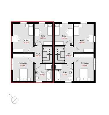 Grundriss OG l markiert