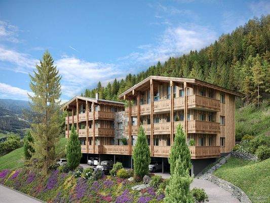 Ansicht Premium Planaiblick Wohnanlage Zufahrt