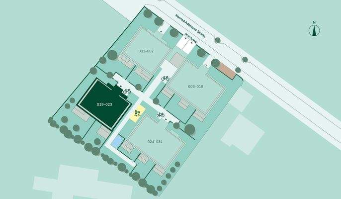 Lageplan des Mehrfamilienhauses im Projekt Rheinta